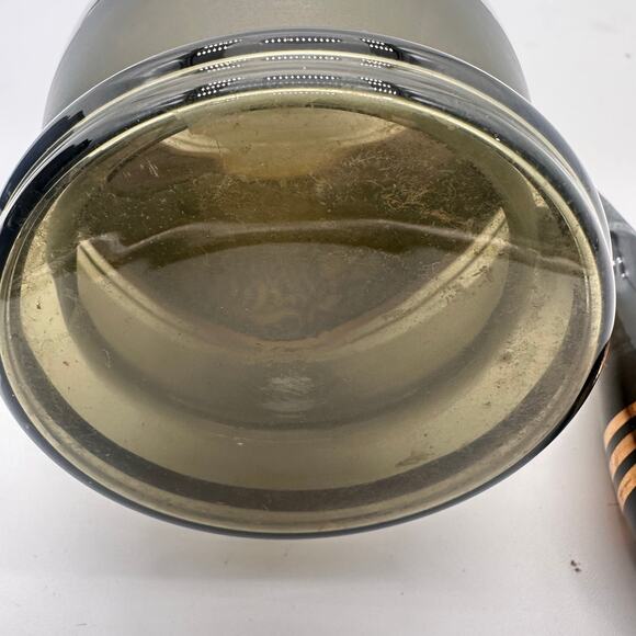 Vtg Moody Czech Bohemia Smokey Glass Decanter Gold Trim 11” carafe Green Gray - Picture 4 of 16